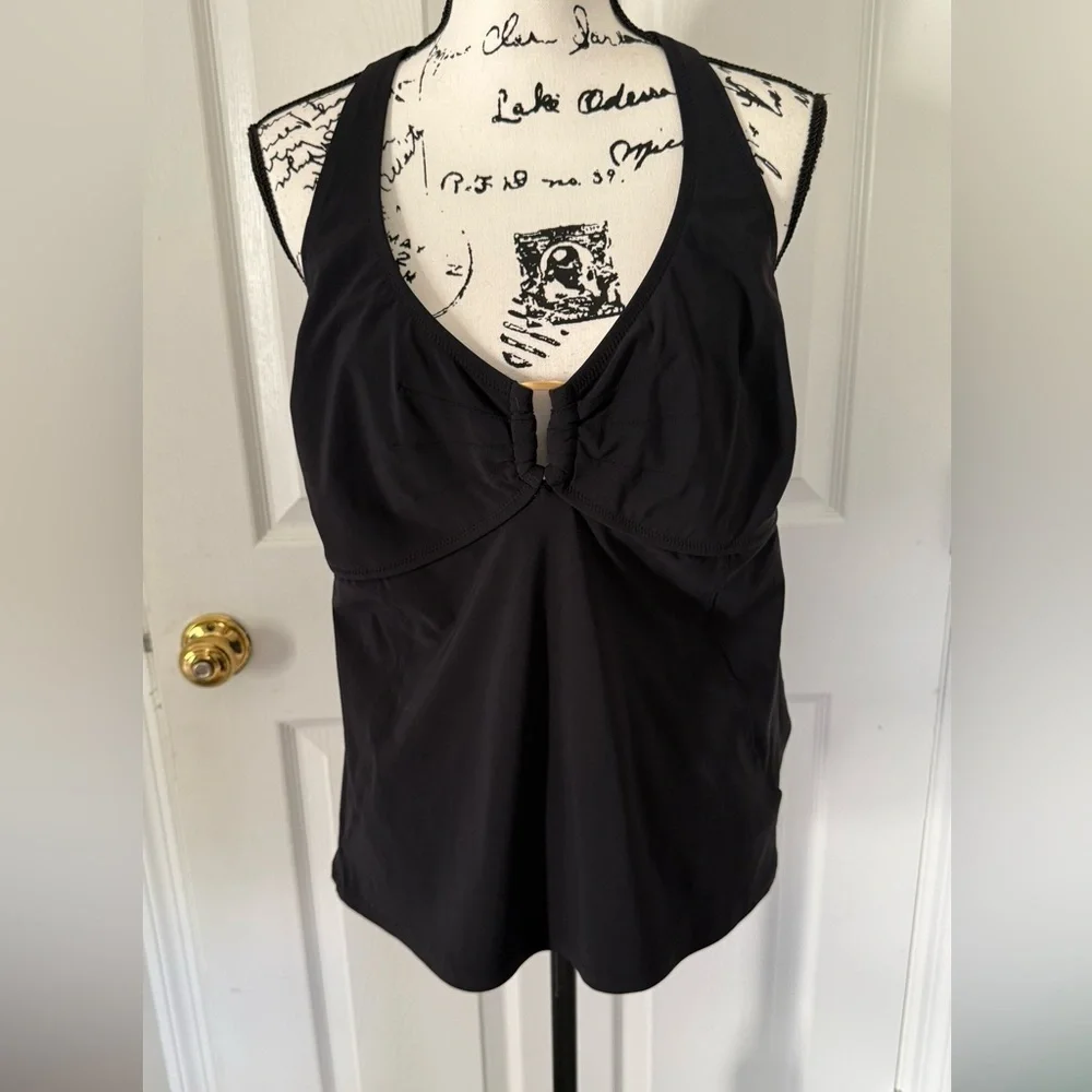 Lands' End‎ tankini halter top 16 Swimsuit Pool Black Beach Minimalist Outdoor